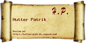 Hutter Patrik névjegykártya